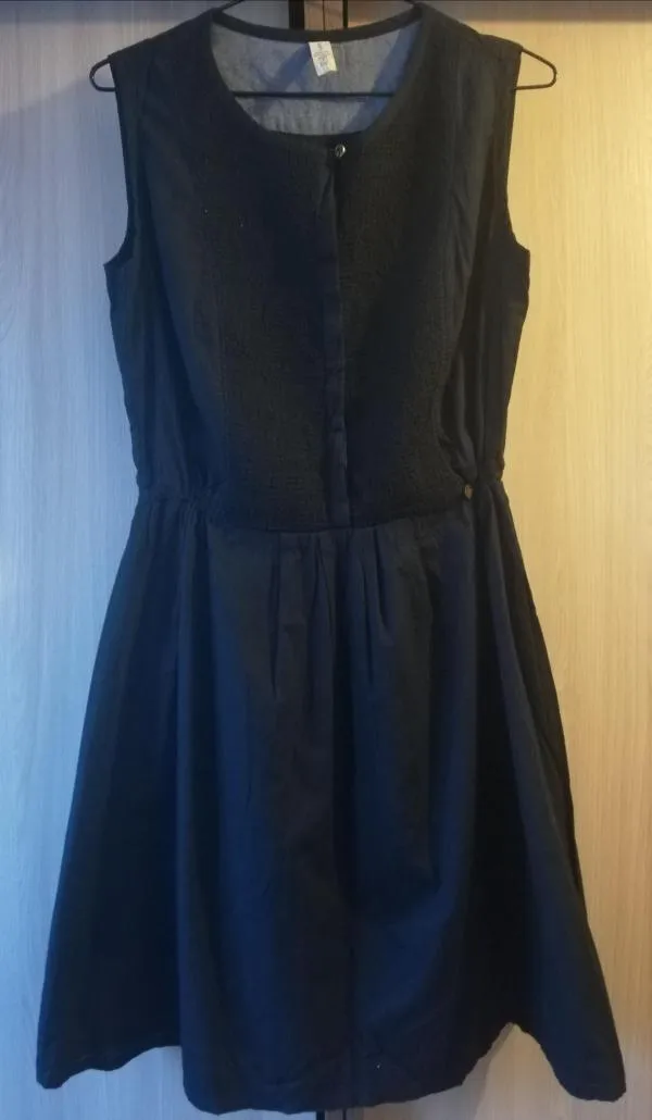 Rochie casual Campus S-M | Bleumarin, Mini, Fără mâneci, Monocrom, Bumbac - Image 2