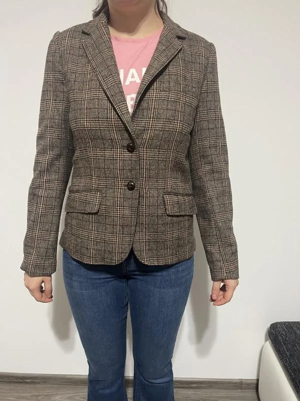 Blazer H&M EU 38 | Maro, Fără glugă, Carouri - Image 6