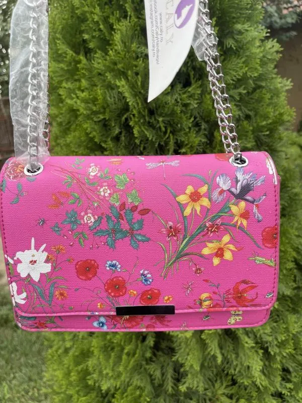 Geantă de umăr | Fuchsia, Floral & Tropical - Image 6