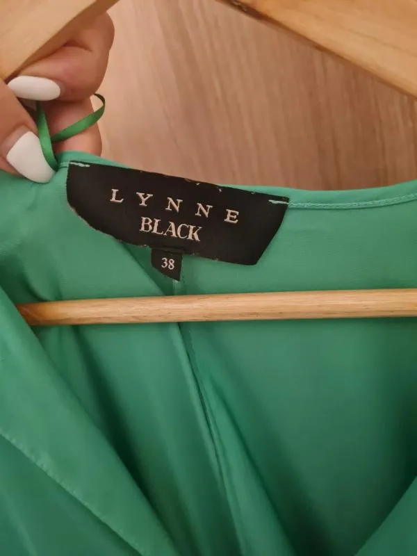 Rochie de seară Lynne EU 38 | Verde, Mini, Mânecă lungă, Volane, Nailon - Image 4