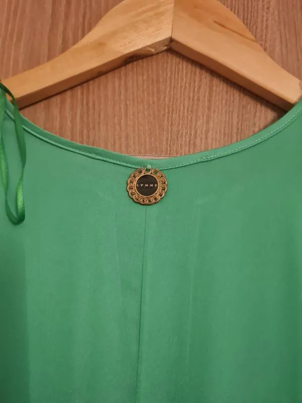 Rochie de seară Lynne EU 38 | Verde, Mini, Mânecă lungă, Volane, Nailon - Image 5