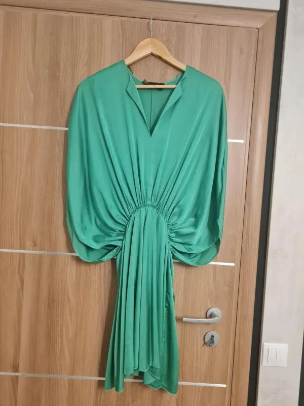 Rochie de seară Lynne EU 38 | Verde, Mini, Mânecă lungă, Volane, Nailon - Image 2