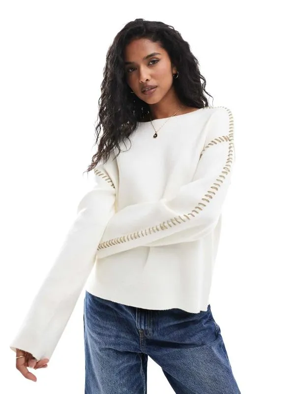 Pulover la baza gâtului YAS EU 40 | Crem, Normal, Regular fit, Vâscoză