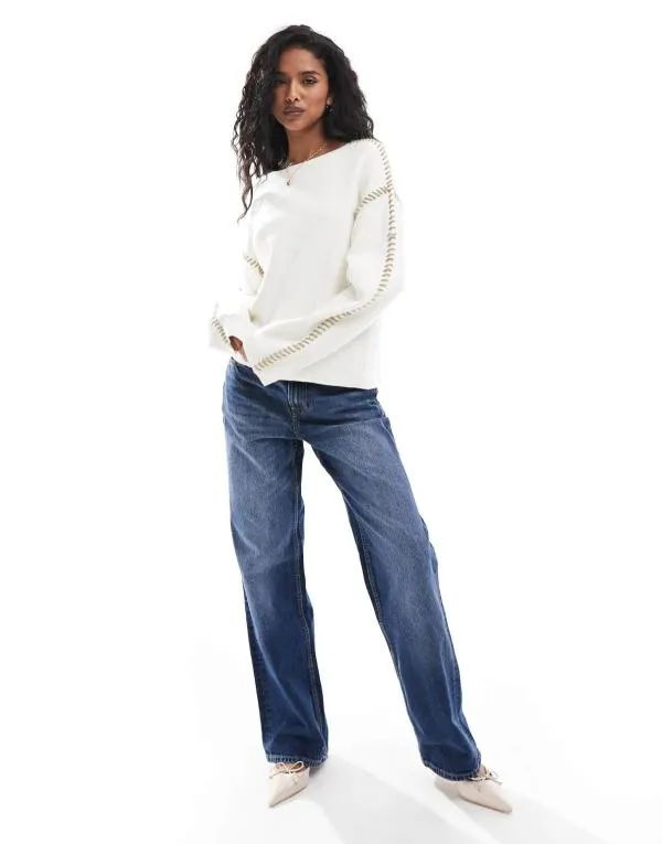 Pulover la baza gâtului YAS EU 40 | Crem, Normal, Regular fit, Vâscoză - Image 4