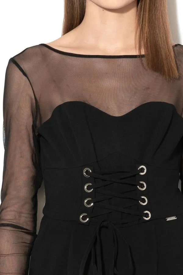Salopetă Guess S | Negru, Lungă, Mânecă lungă, Transparent, Poliester - Image 3