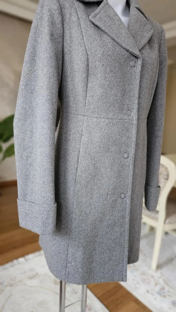Palton din lână Stil Benetton EU 44 | Gri, Fără glugă, Lână - Image 3