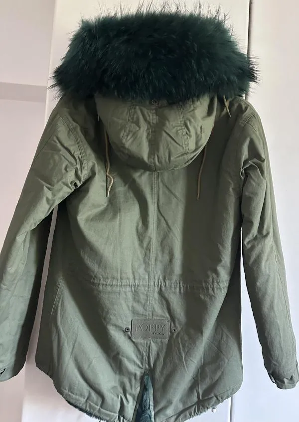 Geacă parka EU 38 | Khaki, Cu glugă - Image 3