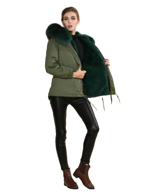 Geacă parka EU 38 | Khaki, Cu glugă