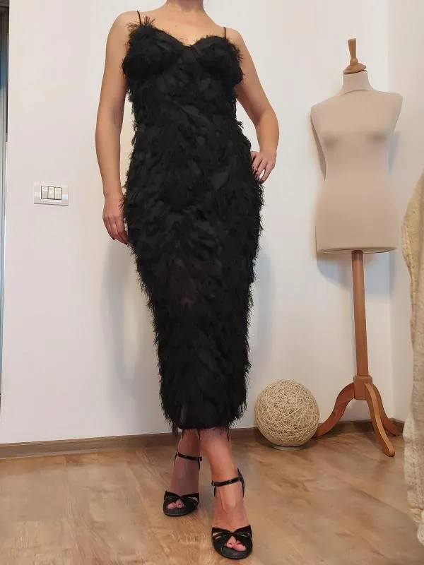 Rochie de ocazie EU 34 | Negru, Maxi, Bretele subțiri, Transparent - Image 4