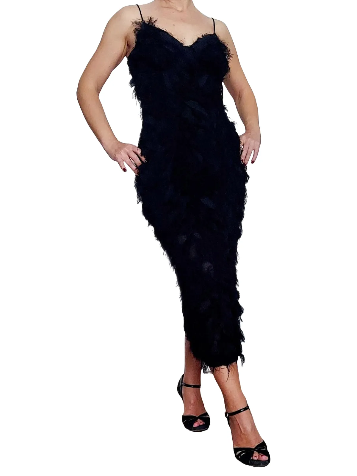 Rochie de ocazie EU 34 | Negru, Maxi, Bretele subțiri, Transparent