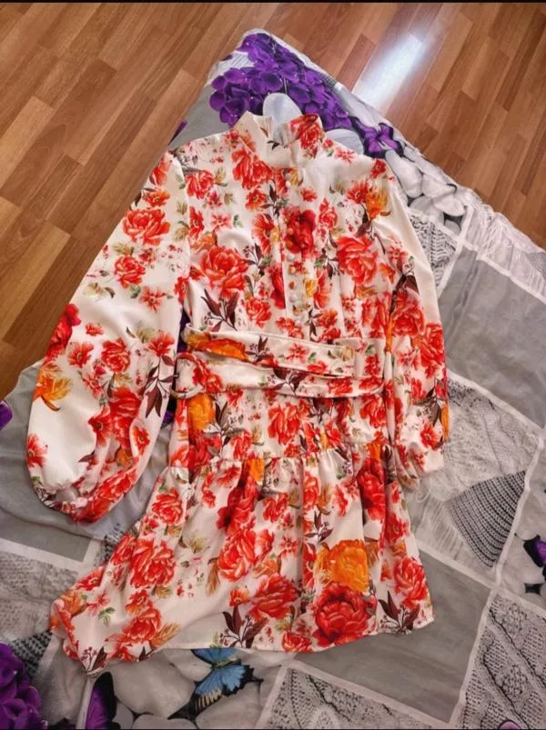 Rochie de ocazie Jennyfer XL | Multicolor, Mini, Mânecă trei sferturi, Floral & Tropical - Image 4