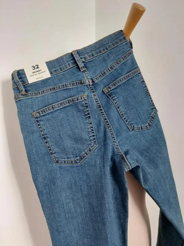 Blugi Mango EU 32 | Bleumarin, Lungi, Talie medie, Skinny fit, Monocrom, Denim - Image 10
