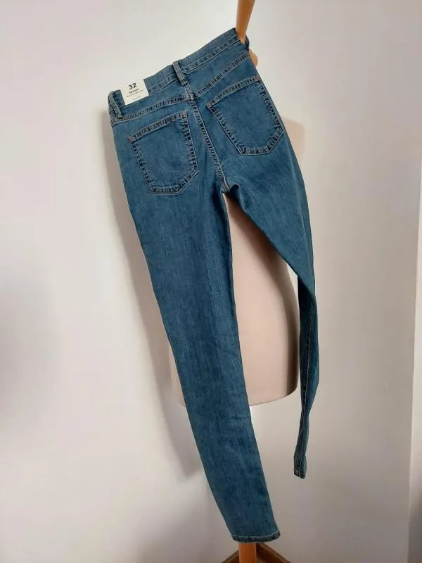Blugi Mango EU 32 | Bleumarin, Lungi, Talie medie, Skinny fit, Monocrom, Denim - Image 9