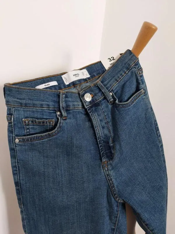 Blugi Mango EU 32 | Bleumarin, Lungi, Talie medie, Skinny fit, Monocrom, Denim - Image 8