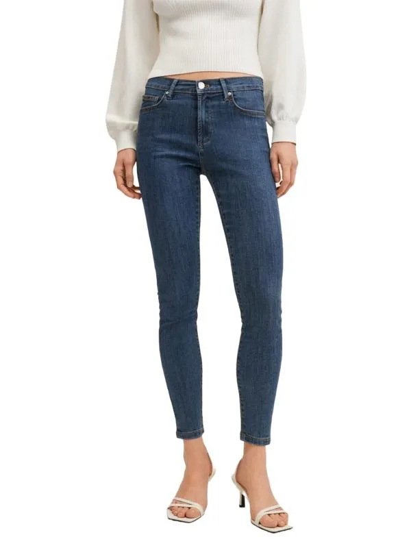Blugi Mango EU 32 | Bleumarin, Lungi, Talie medie, Skinny fit, Monocrom, Denim