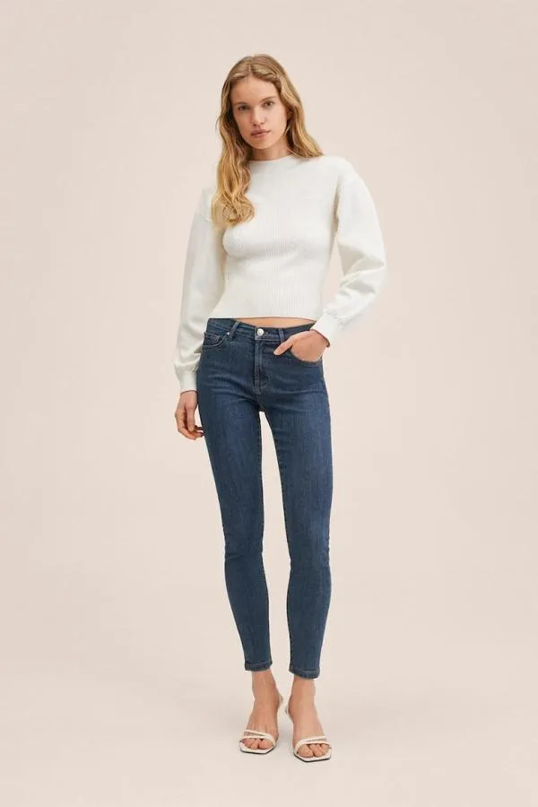 Blugi Mango EU 32 | Bleumarin, Lungi, Talie medie, Skinny fit, Monocrom, Denim - Image 2