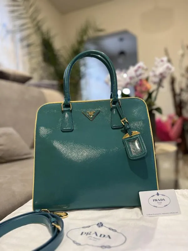 Geantă de umăr Prada | Turcoaz, Piele naturală - Image 3