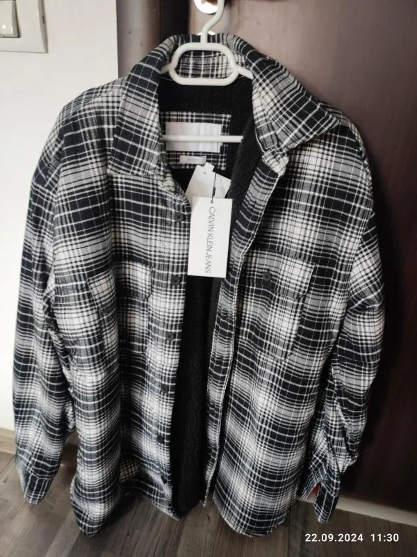 Jachetă Calvin Klein L | Negru, Fără glugă, Carouri - Image 2