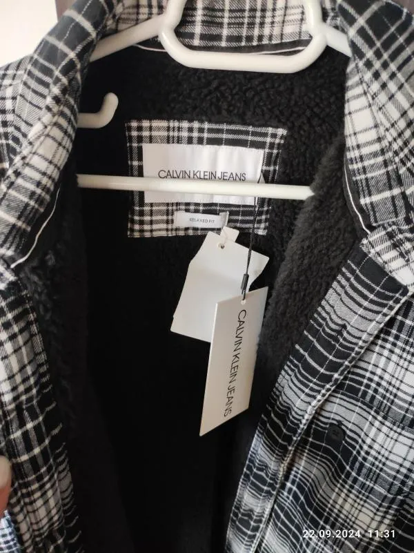 Jachetă Calvin Klein L | Negru, Fără glugă, Carouri - Image 3