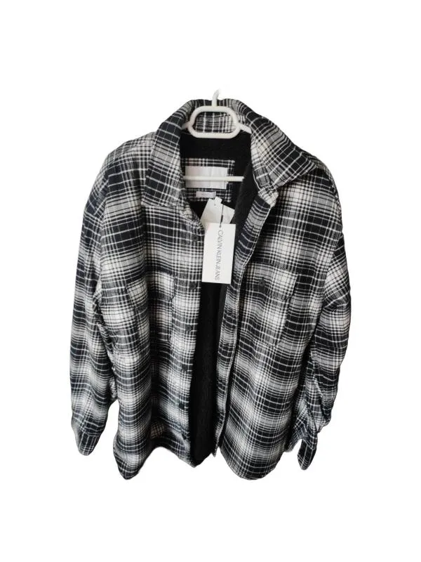 Jachetă Calvin Klein L | Negru, Fără glugă, Carouri