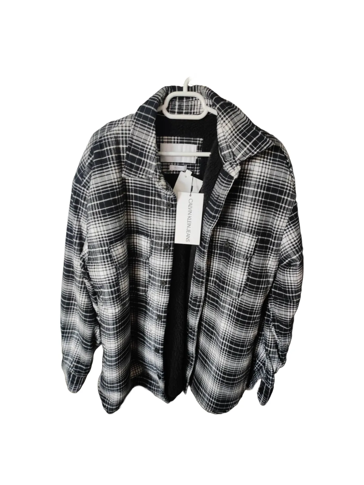 Jachetă Calvin Klein L | Negru, Fără glugă, Carouri
