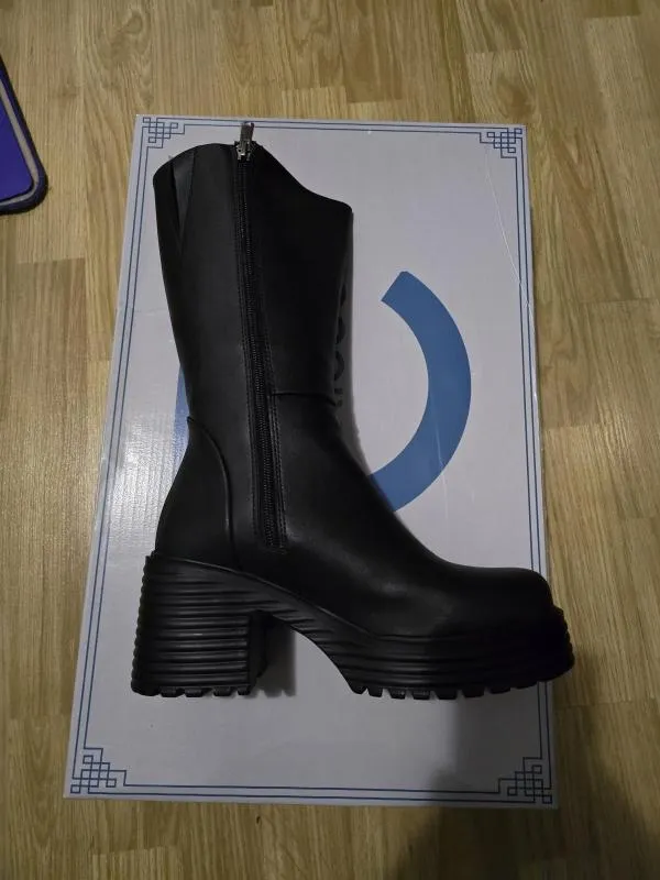 Cizme până la jumătatea gambei Riccon EU 37 | Negru, Monocrom, Poliester - Image 7