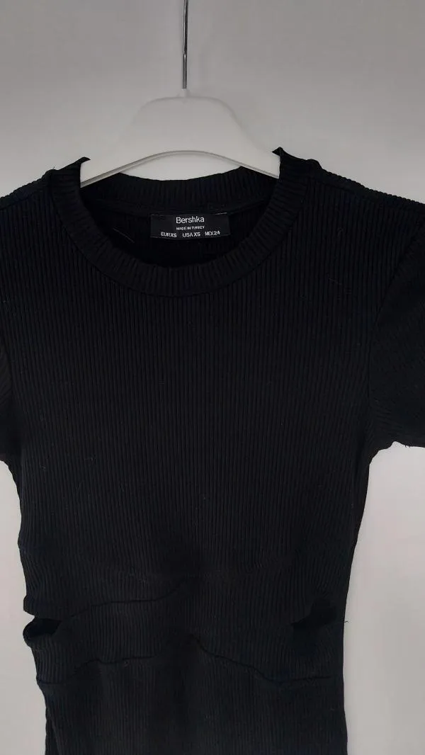 Rochie casual Bershka XS | Negru, Mini, Mânecă scurtă, Cu decupaje, Elastan - Image 6