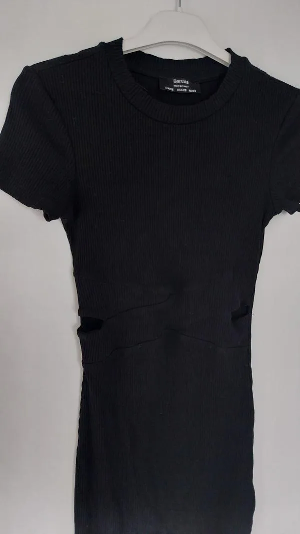 Rochie casual Bershka XS | Negru, Mini, Mânecă scurtă, Cu decupaje, Elastan - Image 7
