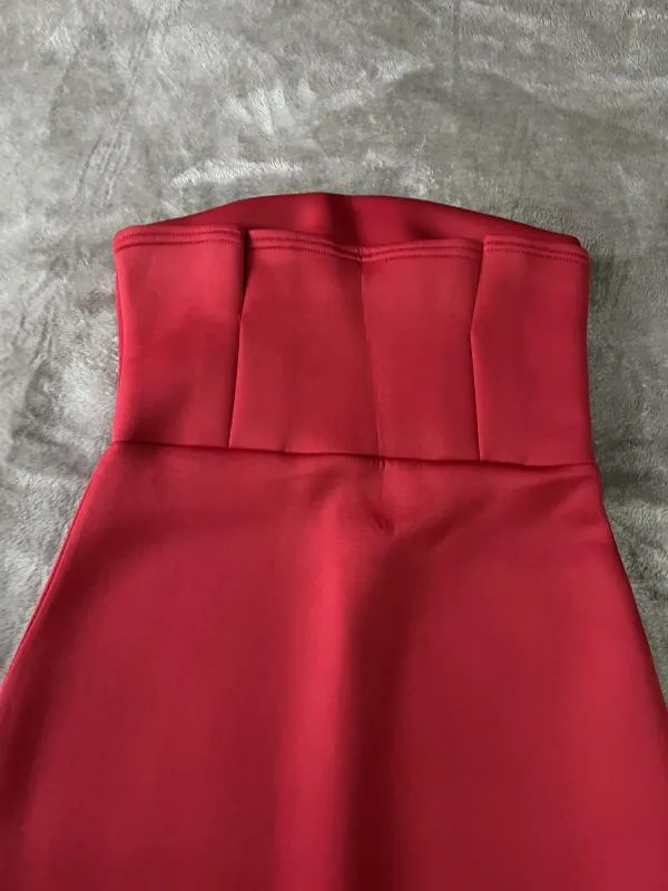 Rochie de ocazie PrettyLittleThing S | Roșu, Midi, Cu umerii goi - Image 5