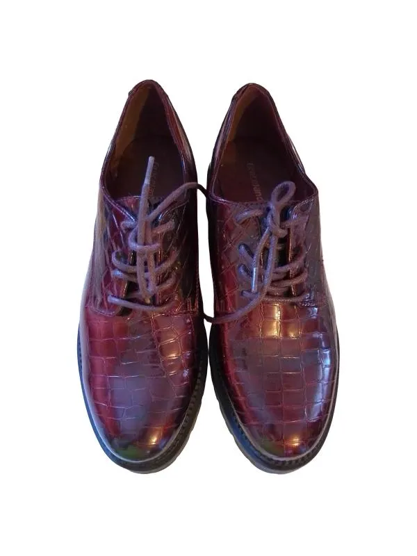 Pantofi track Graceland EU 38 | Burgundy, Animal print, Piele lăcuită