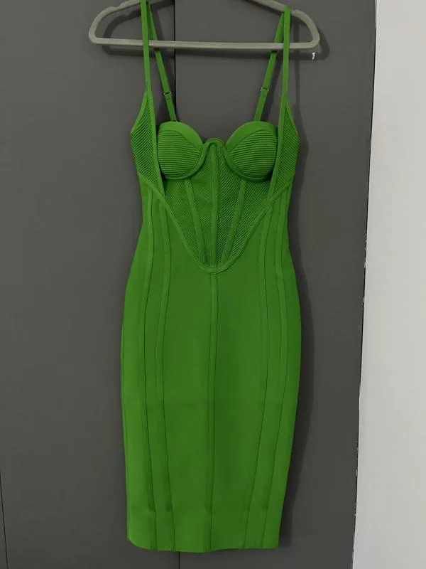 Rochie de ocazie Bella Barnett S | Verde, Midi, Bretele subțiri, Poliester - Image 7