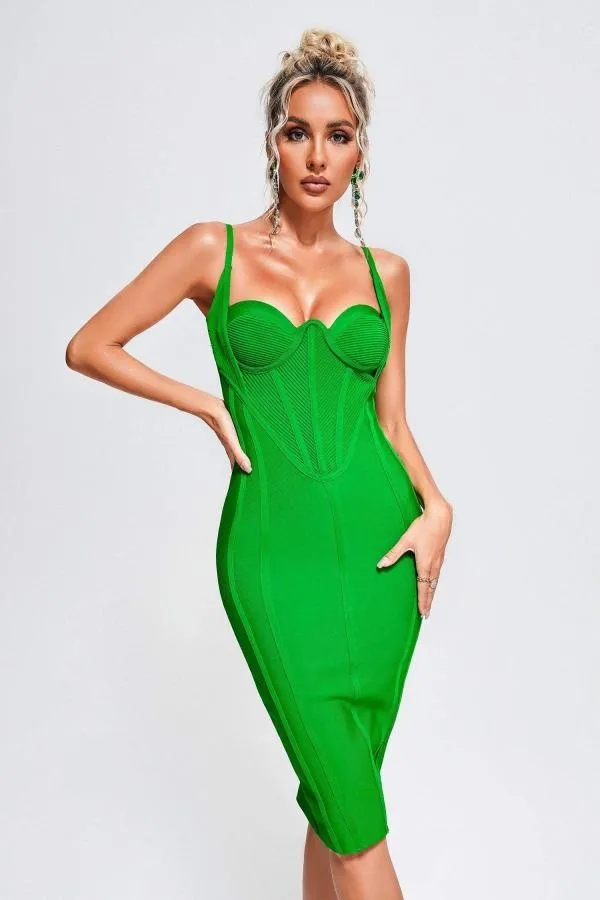Rochie de ocazie Bella Barnett S | Verde, Midi, Bretele subțiri, Poliester - Image 6