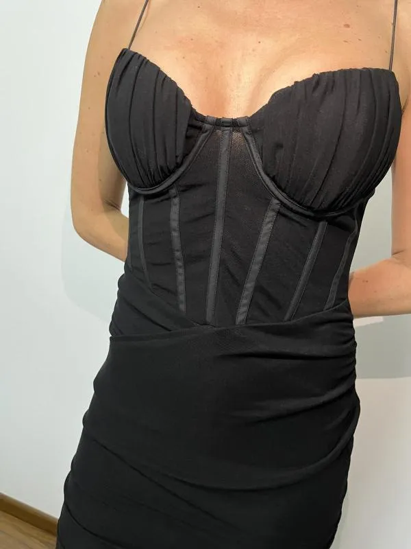 Rochie de ocazie PrettyLittleThing S | Negru, Midi, Bretele subțiri, Transparent - Image 8