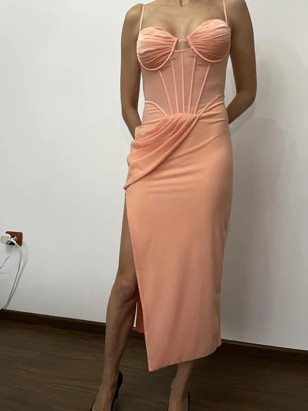 Rochie de seară Oh Polly M | Roz, Midi, Bretele subțiri, Poliester - Image 9