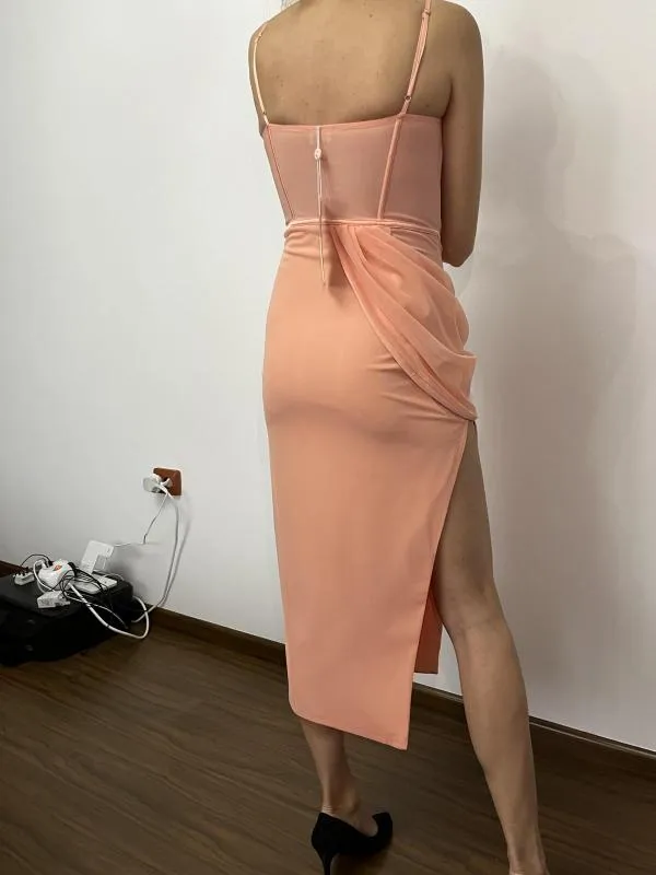 Rochie de seară Oh Polly M | Roz, Midi, Bretele subțiri, Poliester - Image 11