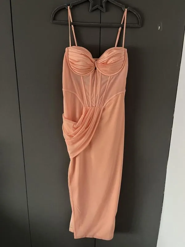 Rochie de seară Oh Polly M | Roz, Midi, Bretele subțiri, Poliester - Image 12