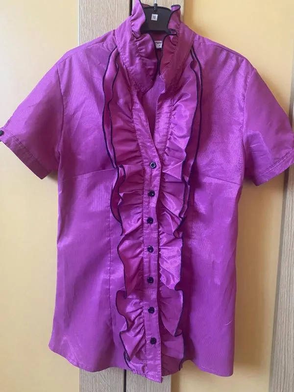 Cămașă Engino EU 38 | Fuchsia, Normal, Mânecă scurtă, Volane - Image 2
