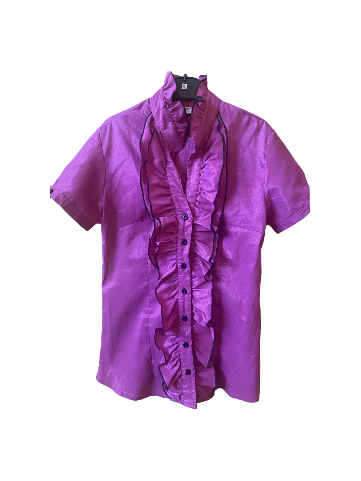 Cămașă Engino EU 38 | Fuchsia, Normal, Mânecă scurtă, Volane