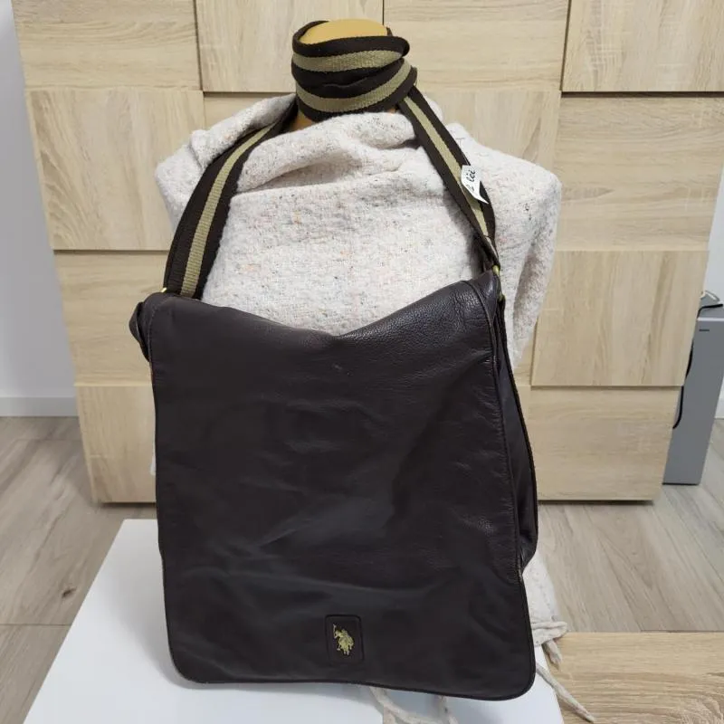 Geantă tip poștaș Lacoste | Maro, Piele naturală - Image 2