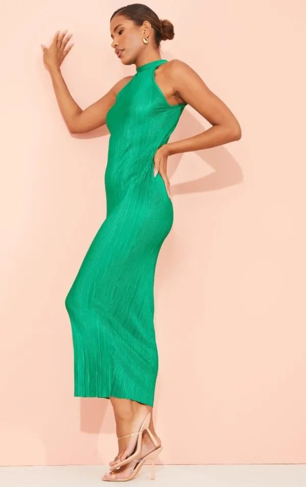 Rochie mulată PrettyLittleThing S | Verde, Maxi, Fără mâneci, Pliuri, Poliester - Image 2