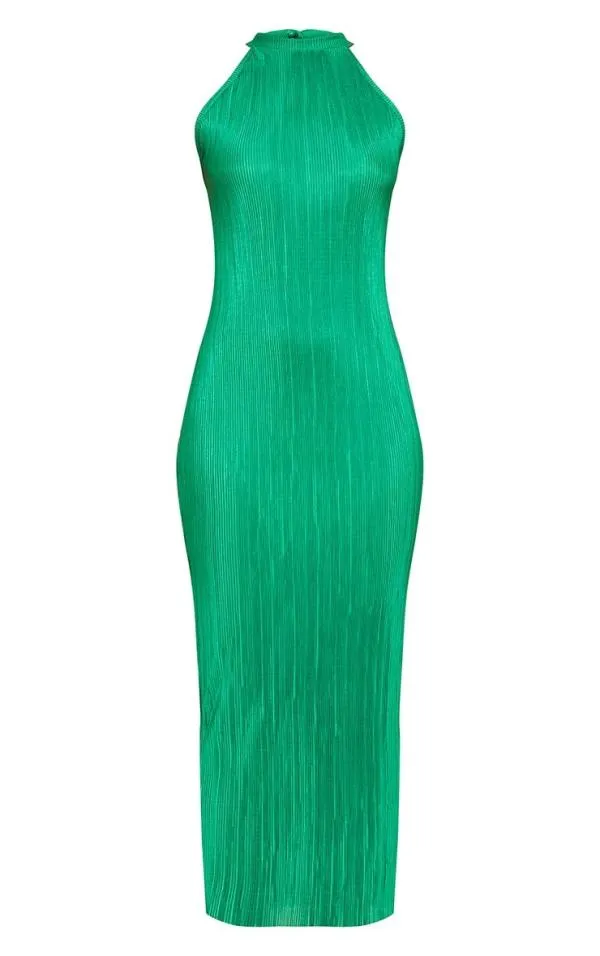 Rochie mulată PrettyLittleThing S | Verde, Maxi, Fără mâneci, Pliuri, Poliester - Image 5