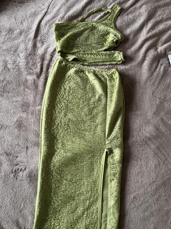 Rochie de seară PrettyLittleThing S | Verde, Maxi, Pe un umăr, Pliuri, Poliester - Image 9