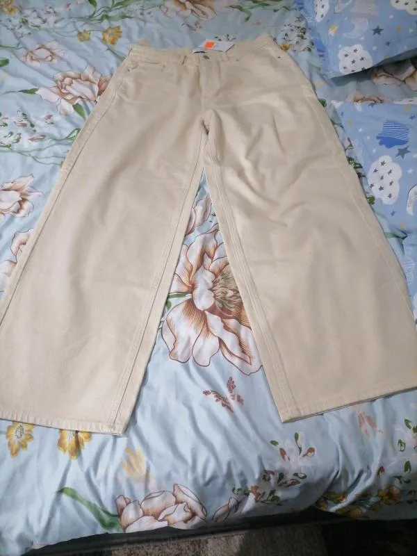 Blugi VILA EU 44 | Bej, Lungi, Talie înaltă, Wide Leg fit, Denim - Image 8