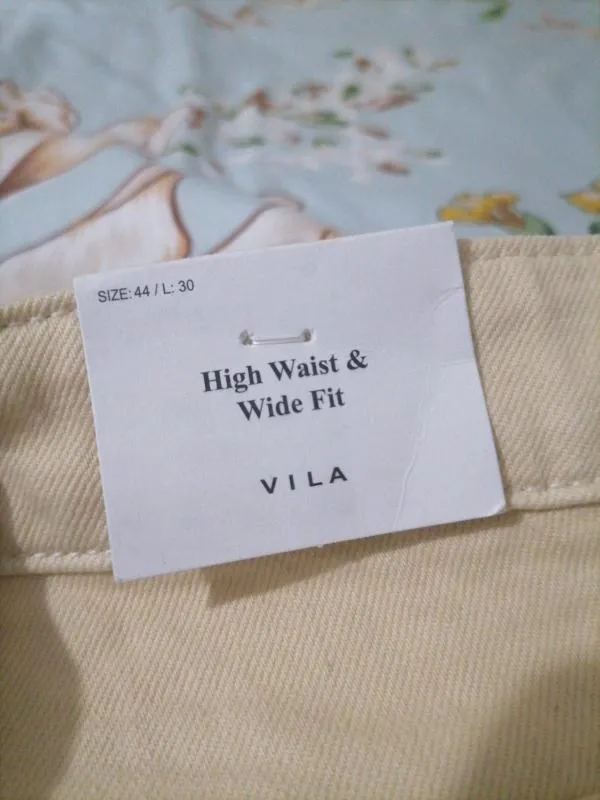 Blugi VILA EU 44 | Bej, Lungi, Talie înaltă, Wide Leg fit, Denim - Image 10