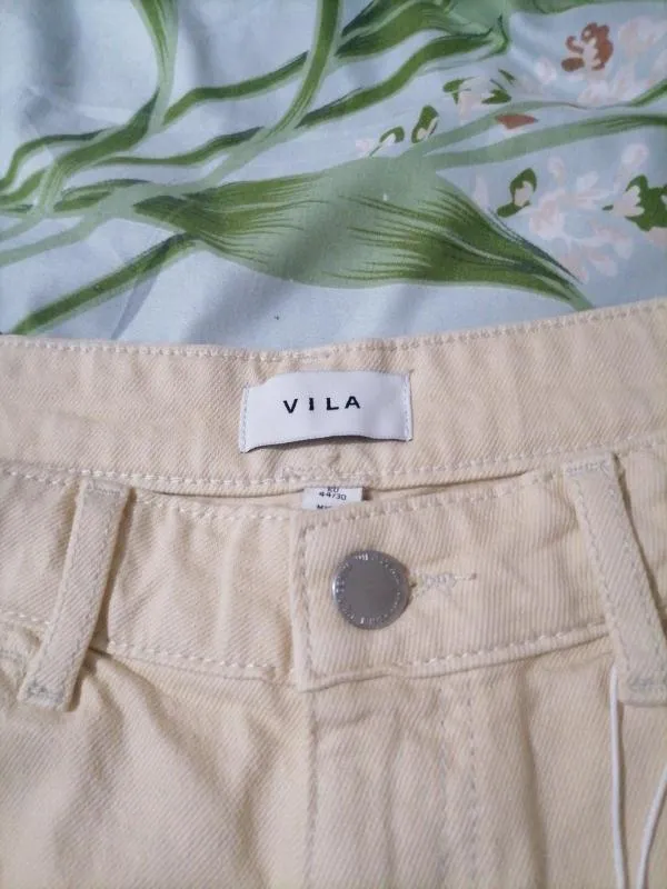 Blugi VILA EU 44 | Bej, Lungi, Talie înaltă, Wide Leg fit, Denim - Image 11
