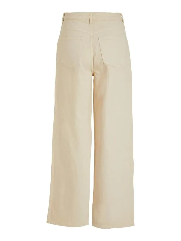 Blugi VILA EU 44 | Bej, Lungi, Talie înaltă, Wide Leg fit, Denim - Image 2