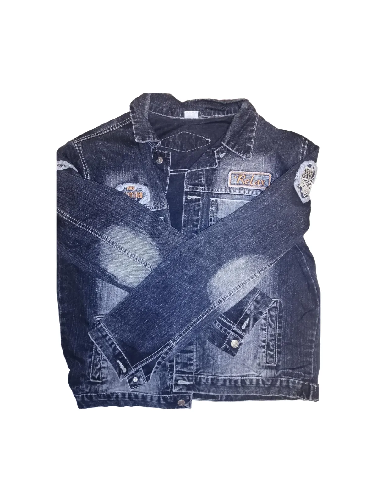 Geacă de blugi EU 38 | Negru, Fără glugă, Denim