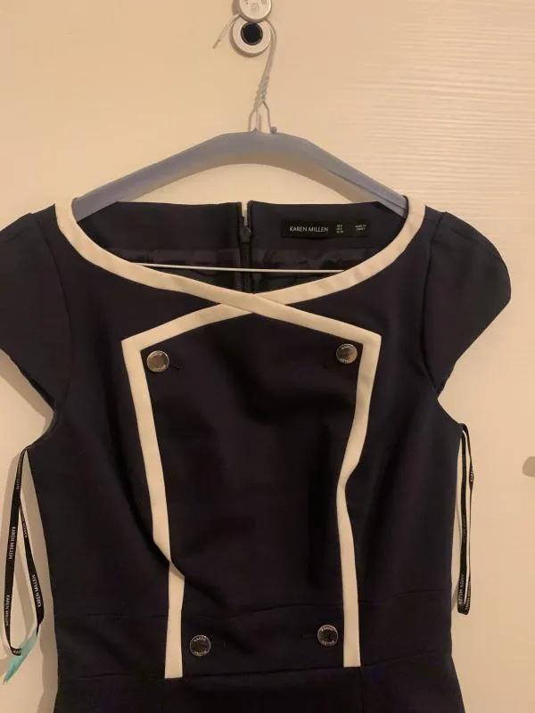 Rochie casual Karen Millen EU 36 | Bleumarin, Midi, Fără mâneci, Petite, Monocrom, Bumbac - Image 9