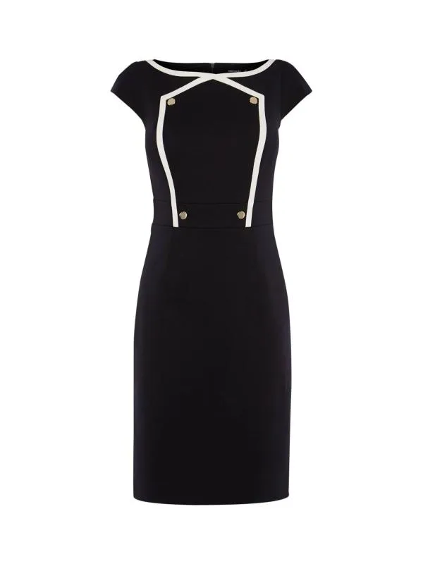 Rochie casual Karen Millen EU 36 | Bleumarin, Midi, Fără mâneci, Petite, Monocrom, Bumbac