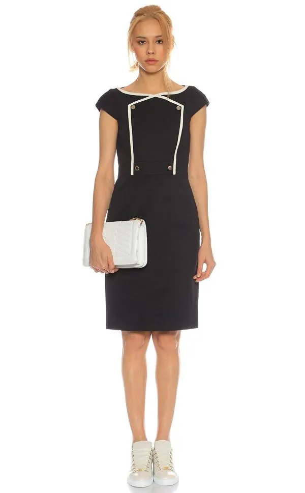 Rochie casual Karen Millen EU 36 | Bleumarin, Midi, Fără mâneci, Petite, Monocrom, Bumbac - Image 5